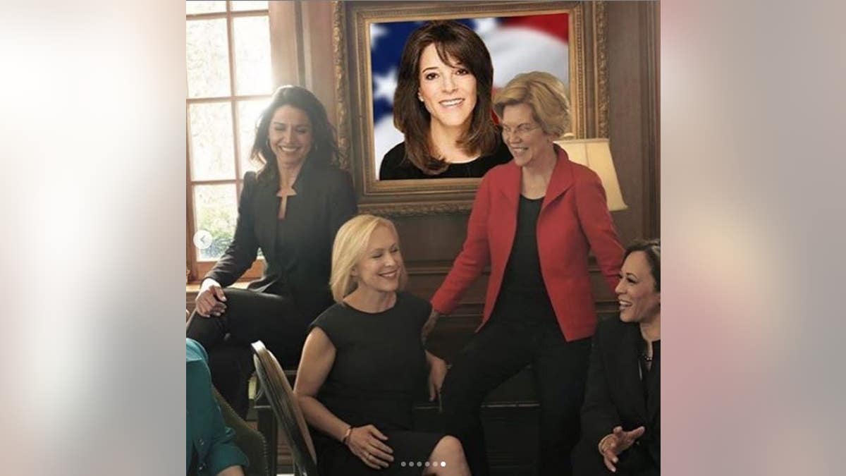 Marianne Williamson edited a portrait of herself into a photo used by Vogue for a feature on five women vying for the 2020 Democratic presidential nomination. Williams was excluded from the story. 