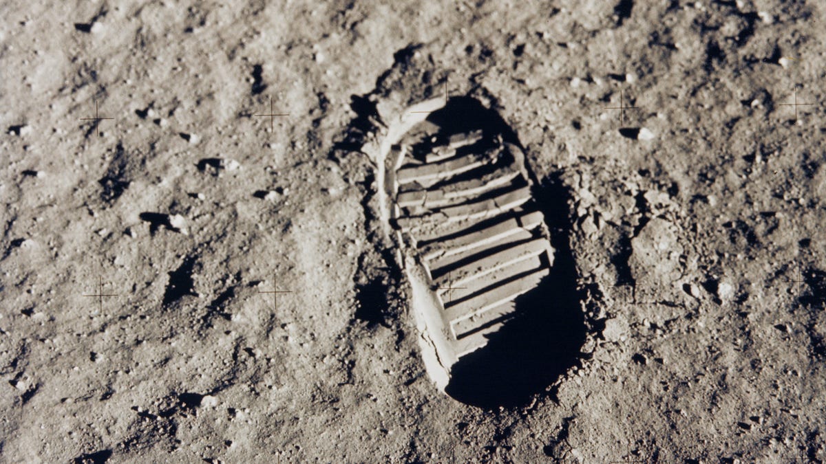 Astronaut footprint on the moon.