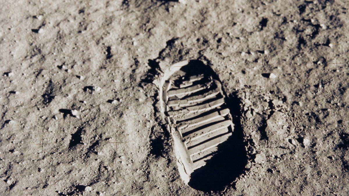 Astronaut footprint on the moon.