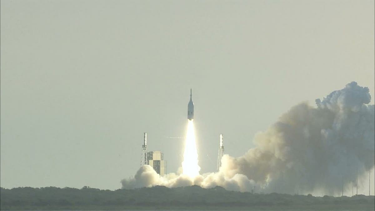 The Orion capsule was launched atop a modified Peacekeeper missile.