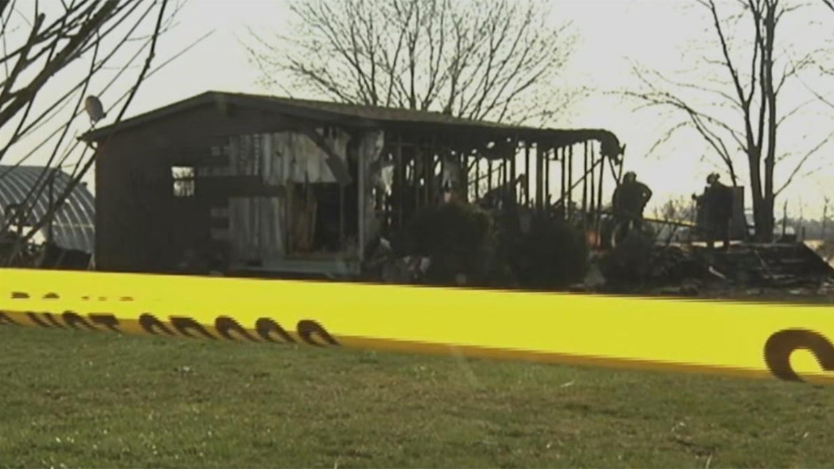 The scene of the April 6, 2008 fire that killed three members of the Romans family in Madison County, Ohio.