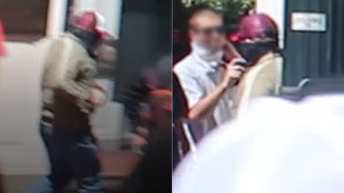 A man with a pinkish-red and white baseball cap is believed to have been involved with the violence in Portland on Saturday.