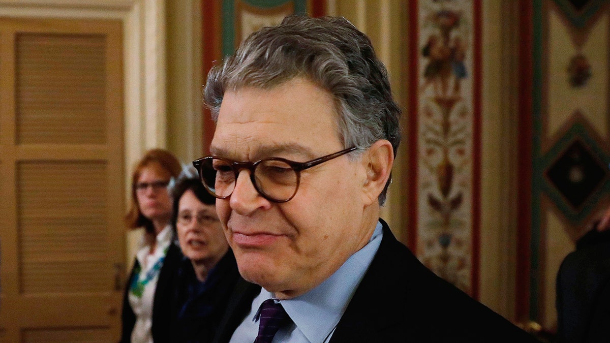 U.S. Senator Al Franken (D-MN) arrives at the U.S. Senate to announce his resignation over allegations of sexual misconduct on Capitol Hill in Washington, U.S. December 7, 2017. REUTERS/Aaron P. Bernstein 