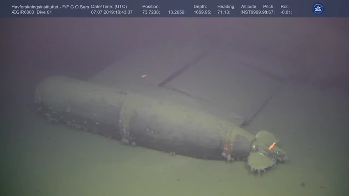 A torpedo at the wreck site. (Institute of Marine Research Norway/Ægir 6000 )
