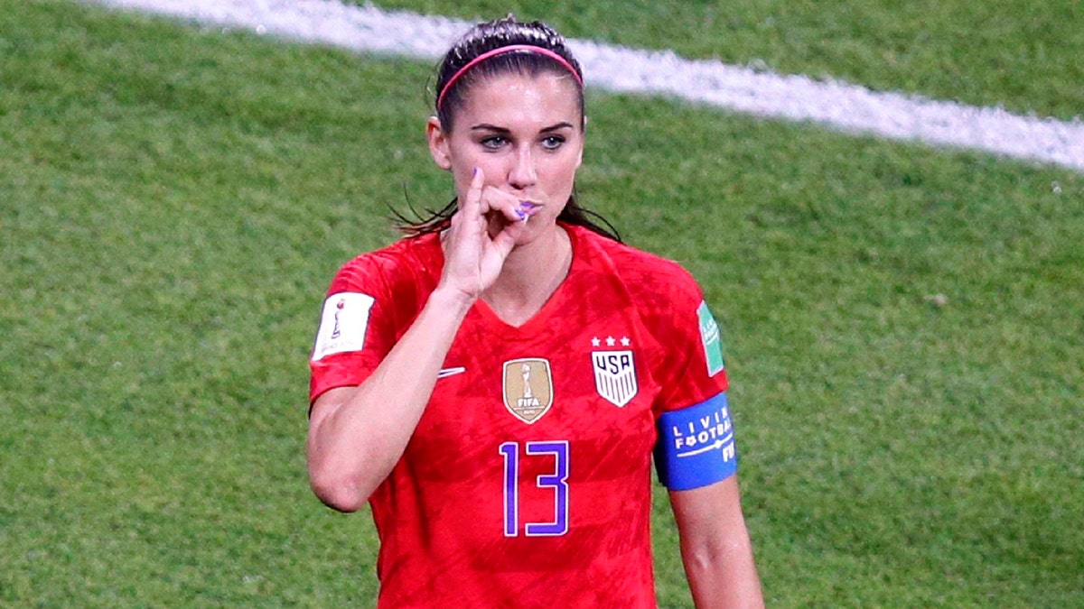 Alex Morgan was criticized over her 'tea' celebration. (AP Photo/Francois Mori)