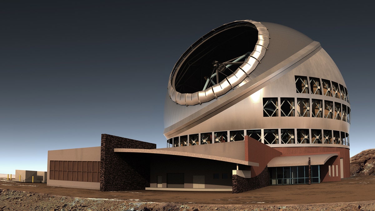 An artists' rendering of the Thirty Meter Telescope atop Mauna Kea on The Big Island in Hawaii. (TMT)