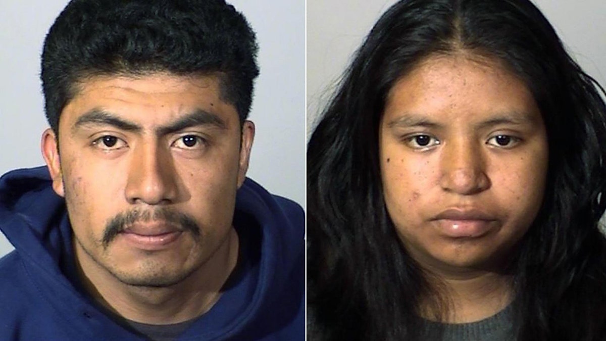 Mugshots for David Villa, 21, left, and Andrea Torralba, 20, accused in the death by strangulation of her newborn baby boy at a Southern California hospital Friday. 