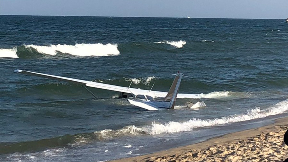 A small plane crash-landed on the waters off Ocean City, Md., Tuesday. 