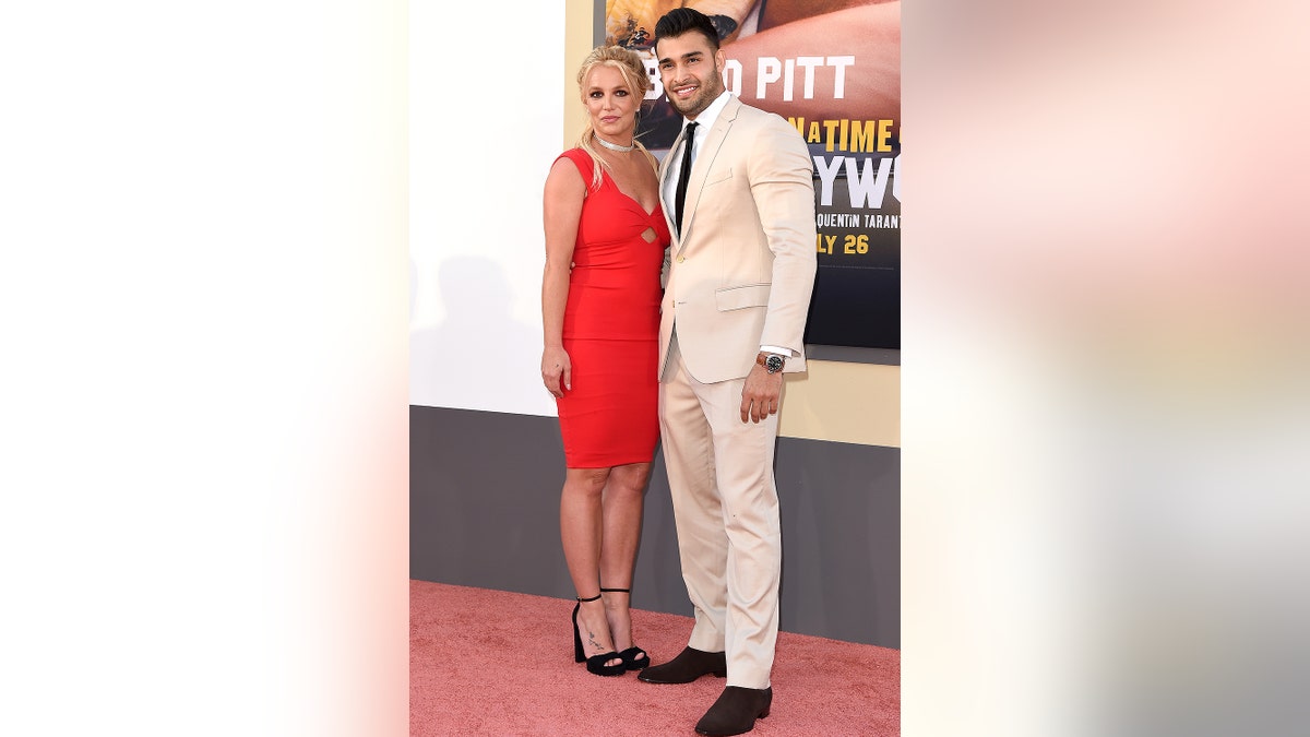 HOLLYWOOD, CALIFORNIA - JULY 22: Britney Spears and Sam Asghari attend Sony Pictures' 