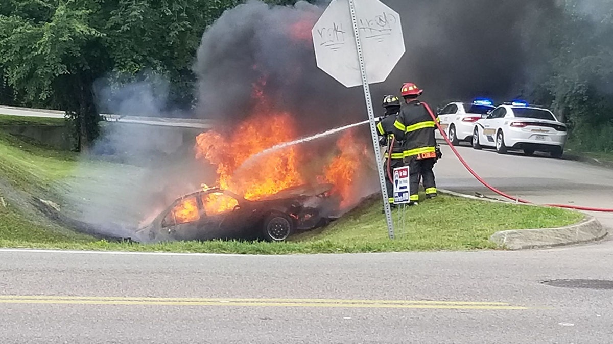 According to court documents, when Zimmerman was taken into custody his car was “completely engulfed in flames.” Firefighters responded and extinguished the fire.