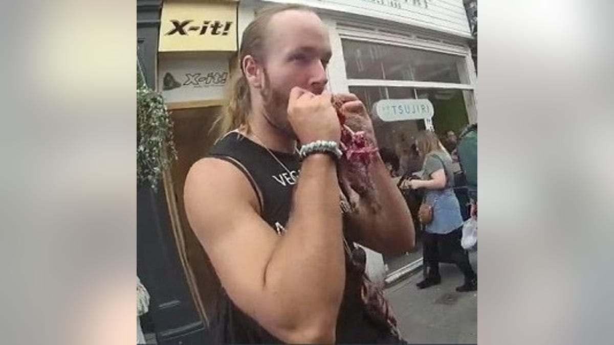 The man seen eating the squirrel meat had staged similar demonstrations in the past.