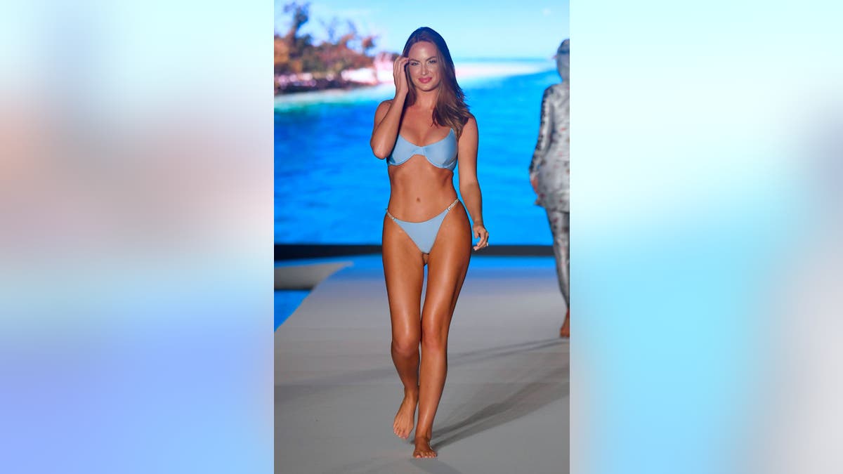 Haley Kalil walks the runway during the 2019 Sports Illustrated Swimsuit Runway Show During Miami Swim Week At W South Beach on July 14, 2019 in Miami Beach, Florida. (Photo by Frazer Harrison/Getty Images for Sports Illustrated)