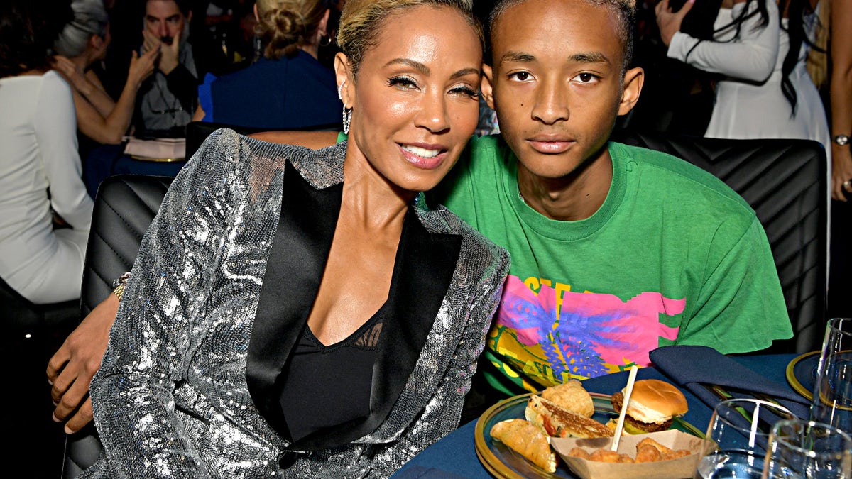Jada Pinkett Smith, left, and Jaden Smith attend the 2019 MTV Movie and TV Awards at Barker Hangar on June 15, 2019 in Santa Monica, California.