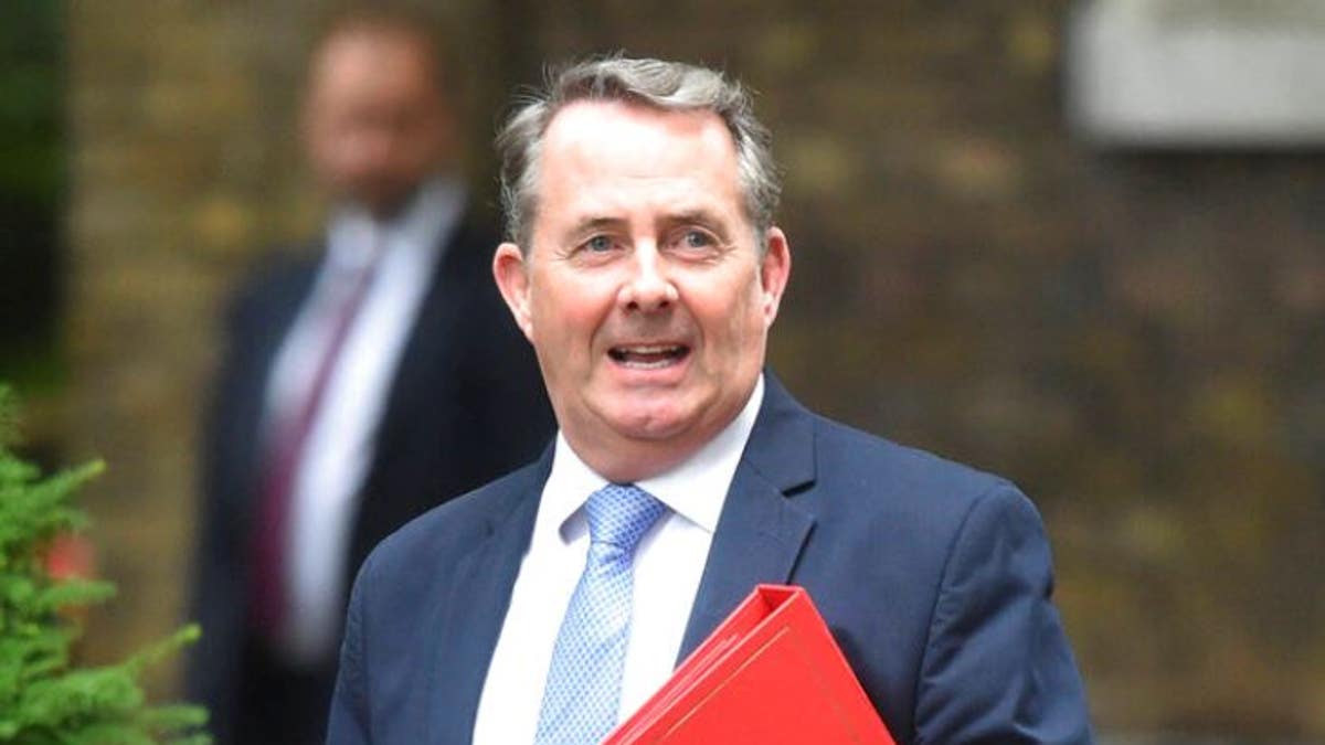 FILE: Britain's International Trade Secretary Liam Fox arrives for a Cabinet meeting at 10 Downing Street in London. 