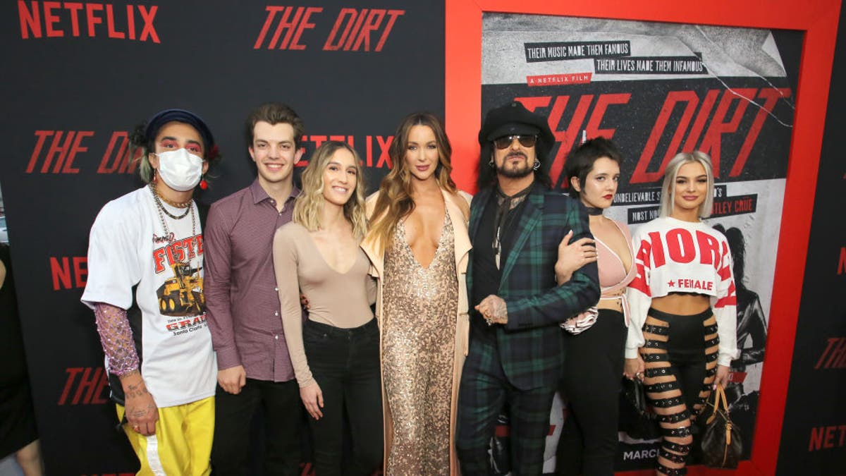 Courtney Sixx, Nikki Sixx and family attend the premiere of Netflix's 'The Dirt" at the Arclight Hollywood on March 18, 2019 in Hollywood, California. (Photo by Rachel Murray/Getty Images for Netflix)