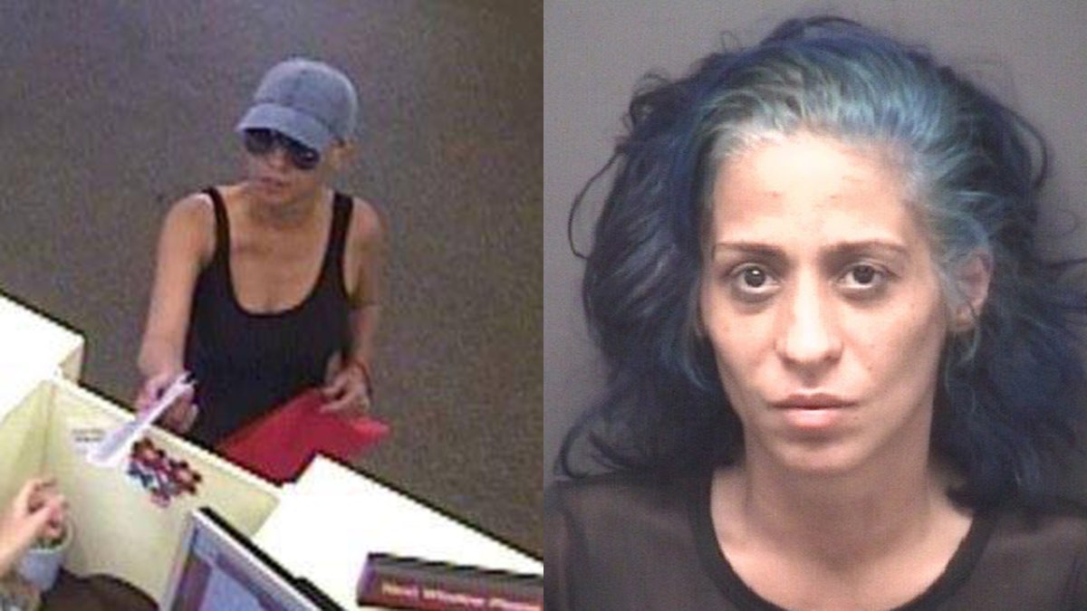The FBI said it arrested Circe Baez, 35, Sunday in Charlotte and charged her with being the "Pink Lady Bandit" bank robber. 