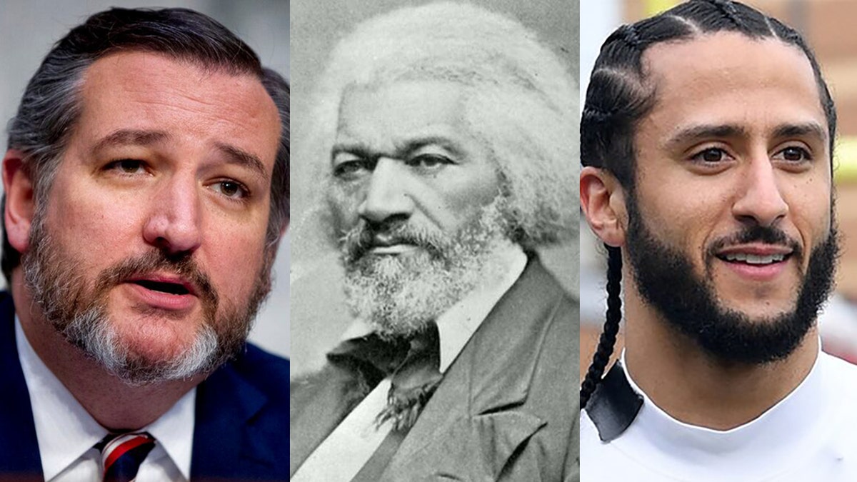 Both U.S. Sen. Ted Cruz, R-Texas, and former NFL quarterback Colin Kaepernick, right, tweeted passages from an 1852 speech by abolitionist Frederick Douglass on Thursday.