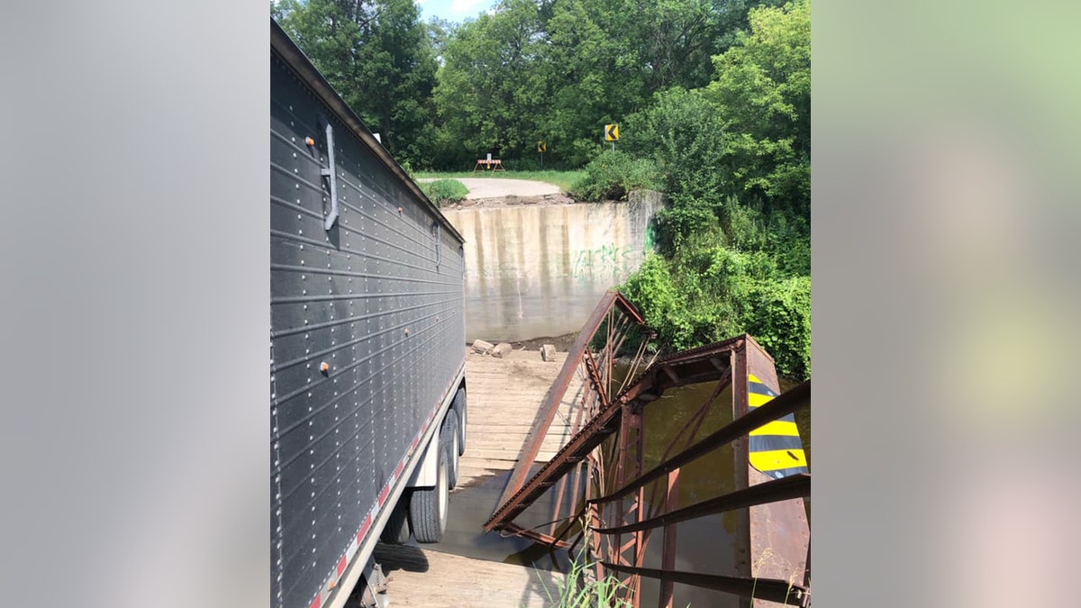 The weight-restricted bridge over the Goose River near Northwood collapsed at around 1:15 p.m.