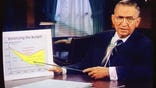FILE – In this Oct. 16, 1992, file photo, Ross Perot is shown on a screen in a paid 30-minute television commercial, during a media preview in Dallas. Perot, the Texas billionaire who twice ran for president, has died, a family spokesperson said Tuesday, July 9, 2019. He was 89. (AP Photo, File)