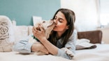 Happy time with pet.
