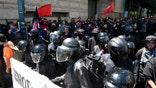 Multiple groups, including Rose City Antifa and the Proud Boys protest in downtown Portland, Ore., Saturday, June 29, 2019. (Dave Killen/The Oregonian via AP)