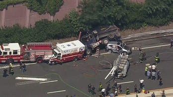 NJ state troopers hit by dump truck on interstate; massive pile-up with fire truck, ambulance ensues