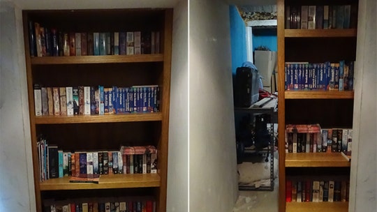 Bookshelf in suburban home hides secret door to gang's high-tech drugs lab