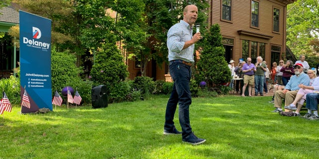 Former Rep. John Delaney of Maryland headlines a house party in Portsmouth, NH on May 27, 2019 as he campaigns for the Democratic presidential nomination