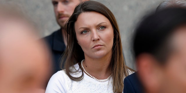 Courtney Wild, an unnamed accuser in the 2008 lawsuit against the Department of Justice for the secret plea deal that allowed Jeffrey Epstein to avoid charges. (AP Photo/Richard Drew)