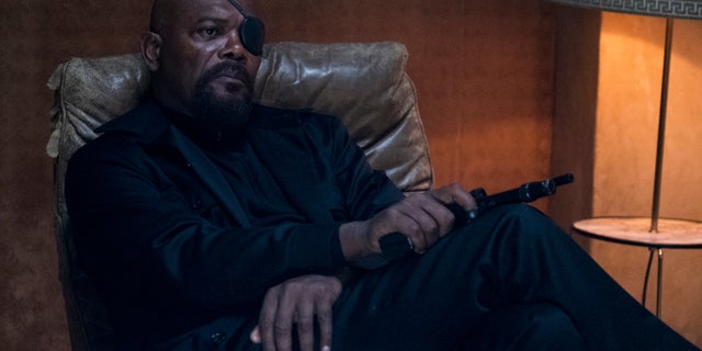 Samuel L. Jackson as Nick Fury in a scene from "Spider-Man: Far From Home."