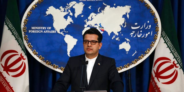 FILE: Iran's Foreign Ministry spokesman Abbas Mousavi speaks at a media conference in Tehran, Iran.
