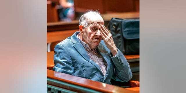 In a Monday, July 15, 2019 photo, Albert Flick, sits in court at his murder trial in Auburn, Maine. A jury convicted Flick on Wednesday in the 2018 death of 48-year-old Kimberly Dobbie.