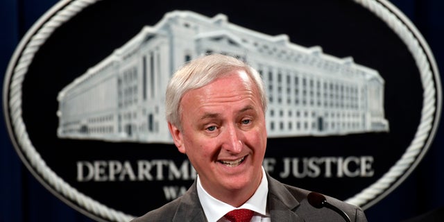 Deputy Attorney General Jeffrey Rosen speaks during a news conference at the Justice Department in Washington, Friday, July 19, 2019, on developments in the implementation of the First Step Act. (AP Photo/Susan Walsh)