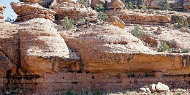 This archive photo from July 15, 2016, shows "Moonhouse" in McLoyd Canyon, near Blanding, Utah, on US Home Secretary Sally Jewell's tour.  (AP Photo / Rick Bowmer, file)