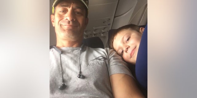 Pedraza, left, sent Landon's mom a message, confirming that the two became "travel buddies" on the flight.
