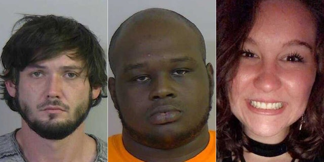 Kendal Tyler Battles, left, and Joseph Brandon Nevels, center, have been charged with murder after the discovery of missing Marka "Willoe" Watkins' body in a well Monday.
