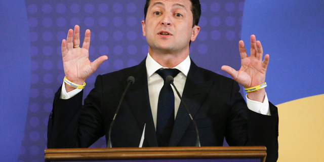 Biden's campaign likely coming to an end -- thanks to Clinton-linked Ukraine bombshell, Nunes says 2 Ukrainian President Volodymyr Zelenskiy, speaks during the EU-Ukraine summit press conference in Kiev, Ukraine, Monday, July 8, 2019. ( AP Photo/Efrem Lukatsky)