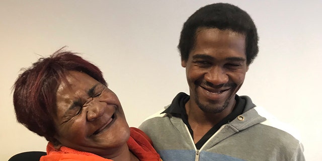 Jane Daniels, a pensioner in Delft, near Cape Town, is reunited with her son Denzil after he disappeared six years ago