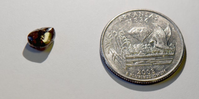 The 2.12-carat brown diamond discovered by Josh Lanik. (Arkansas State Parks)