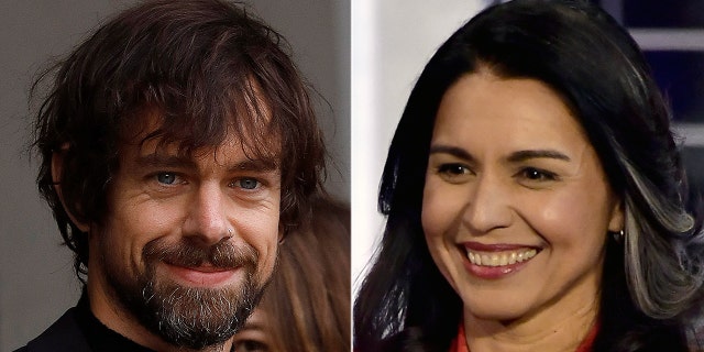Twitter CEO Jack Dorsey, left, donated thousands to the campaign of Rep. Tulsi Gabbard, Democrat of Hawaii.