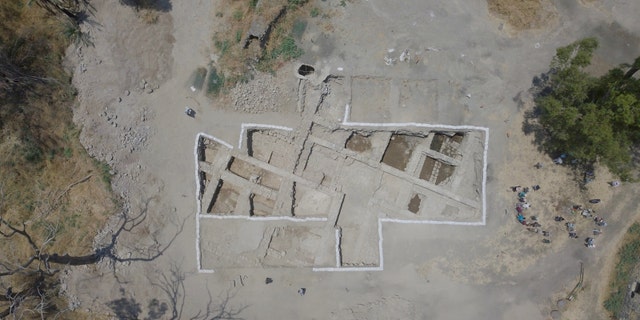 Aerial view of the excavation site at el-Araj.