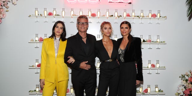 (L-R) Amelia Grey, Harry Hamlin, Delilah Belle and Lisa Rinna attend a party in Los Angeles