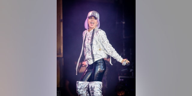 Miley Cyrus performs on the Pyramid Stage during day five of Glastonbury Festival at Worthy Farm, Pilton on June 30, 2019 in Glastonbury, England.