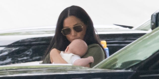 Meghan, Duchess of Sussex and Archie Harrison Mountbatten-Windsor attend The King Power Royal Charity Polo Day at Billingbear Polo Club on July 10, 2019 in Wokingham, England. (Photo by Samir Hussein/WireImage)