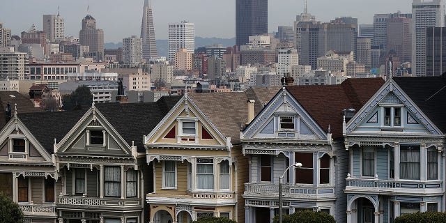 A view of San Francisco's famed Painted Ladies victorian houses on February 18, 2014 in San Francisco, California. (Photo by Justin Sullivan/Getty Images)