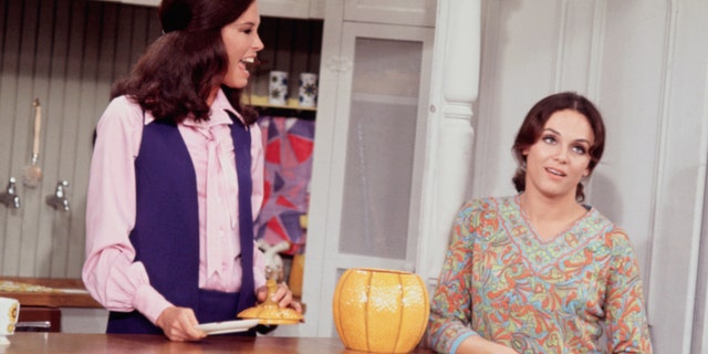 Mary Tyler Moore and Valerie Harper on the set of "The Mary Tyler Moore Show."