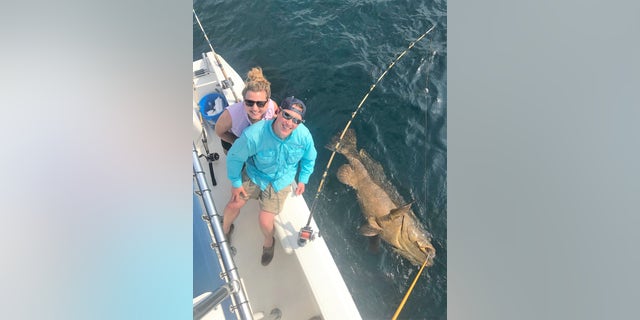 The grouper took 45 minutes to reel in, the charter boat's captain said.