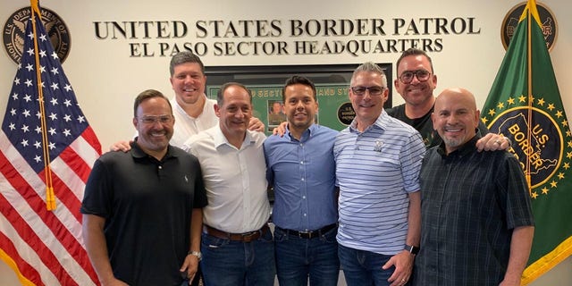 Rev. Samuel Rodriguez, president of the National Hispanic Christian Leadership Conference, with an accompanying delegation of pastors at the Clint Patrol Station this weekend in El Paso County, Texas.