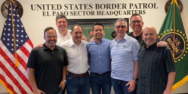 Rev. Samuel Rodriguez, president of the National Hispanic Christian Leadership Conference, with an accompanying delegation of pastors at the Clint Patrol Station this weekend in El Paso County, Texas.