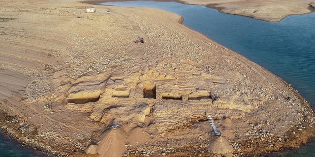 An aerial view of Kemune Palace from the west.